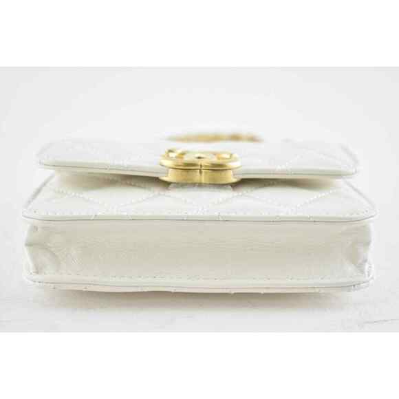 Chanel 21A White Mini Flap Coin Purse With Chain Handle Shoulder Crossbody Bag - Picture 12 of 12